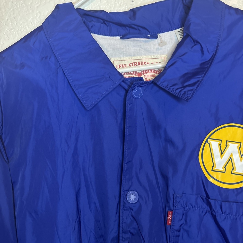 Levis Golden State Warriors Jacket Hat Bundle XL Blue Windbreaker Snapback - Picture 3 of 16